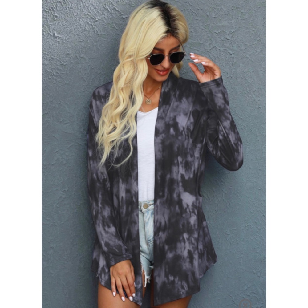 🥳HPx3🥳 1 2XL Left 🖤 Tie Dye 💜Dark-Purply Bluish/Gray Cardigan - Picture 3 of 9